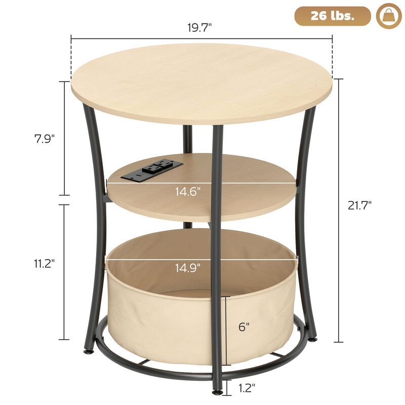 Hivvago 3-Tier End Table with Fabric Storage Bag image number 2