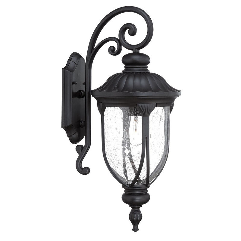 Hivvago XL Matte Black Cast Aluminum Glass Lantern Wall Sconce