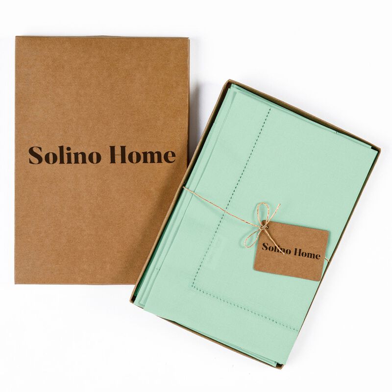 Solino Home Cotton Linen Hemstitch Dinner Napkins &ndash; Set of 4, 20 x 20 in, Machine Washable, Holiday and Everyday Dining