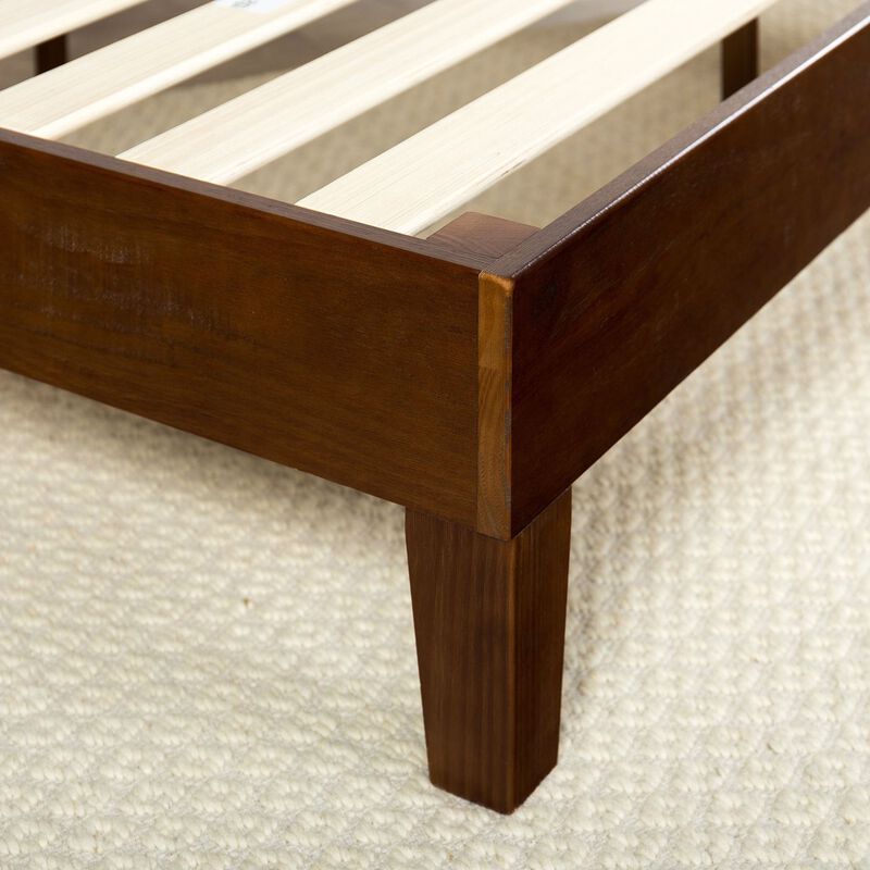 Hivvago King size Low Profile Solid Wood Platform Bed Frame in Espresso Finish