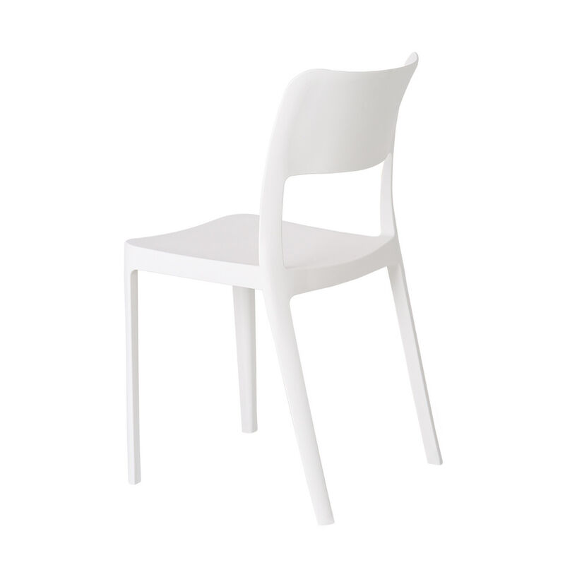 HomeRoots Set of Two White Heavy Duty Plastic Outdoor Stacking Accent Chairs image number 3