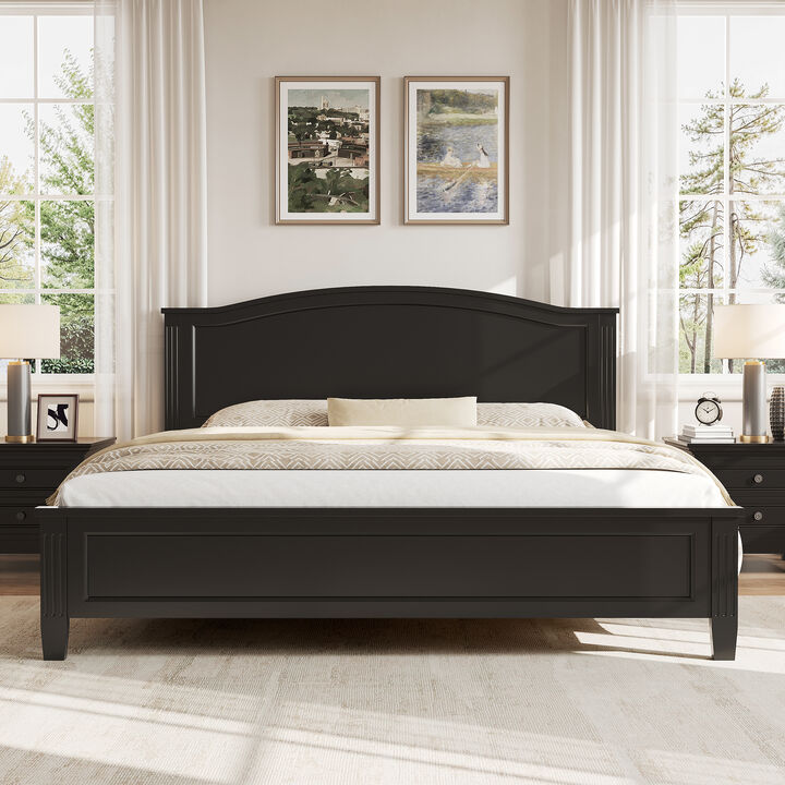 Merax Full Size Wooden Platform Bed with Headboard