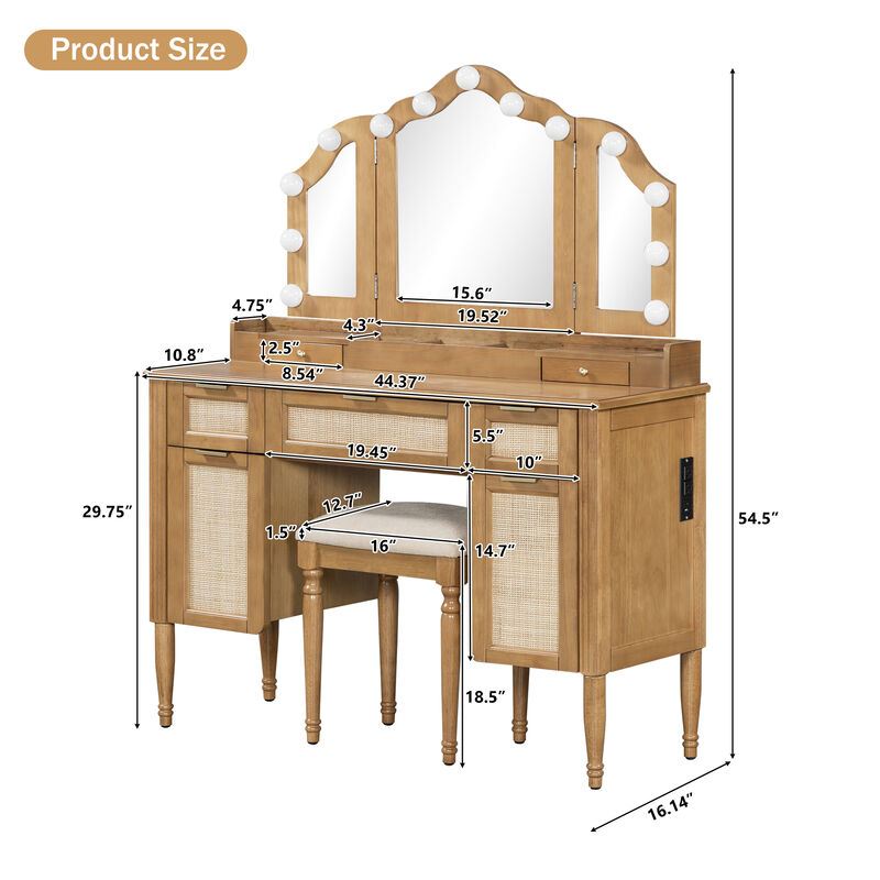 Merax Bohemian Hollywood LED Makeup Vanity Table image number 6