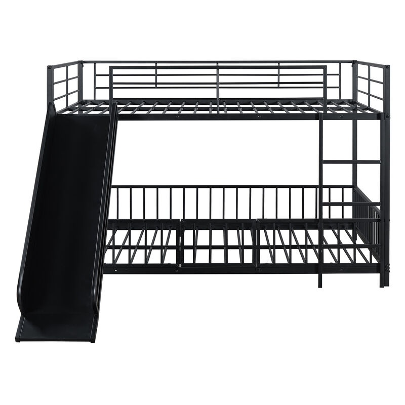 Merax Metal Bunk Bed with Slide and Guardrails