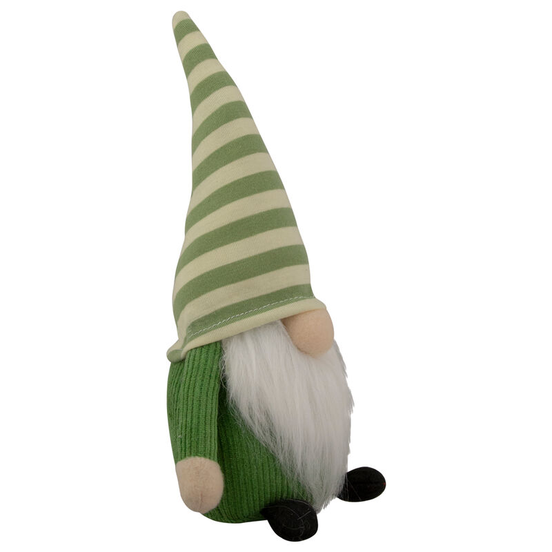 9.25" Green Striped Hat Boy Springtime Gnome