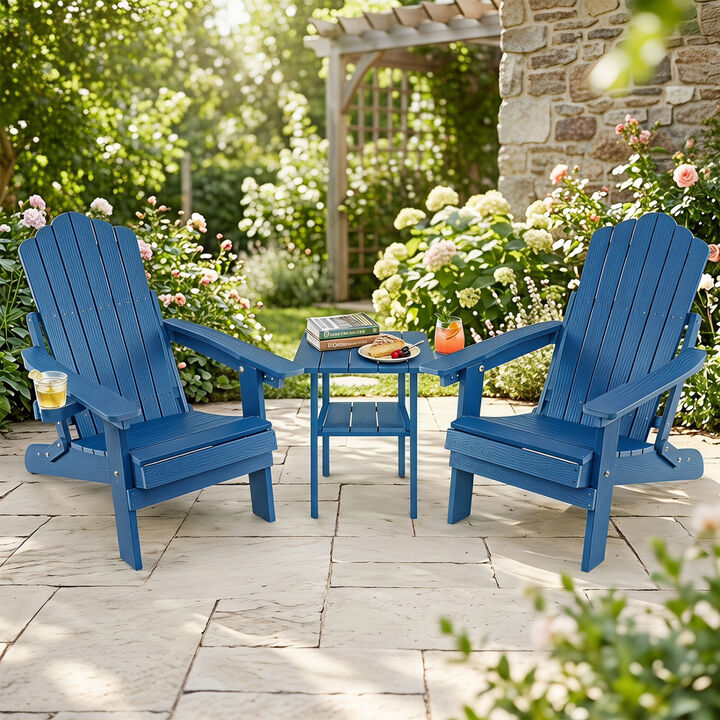 Set of 2 Outdoor Adirondack Chairs with 5-Level Adjustable Backrest