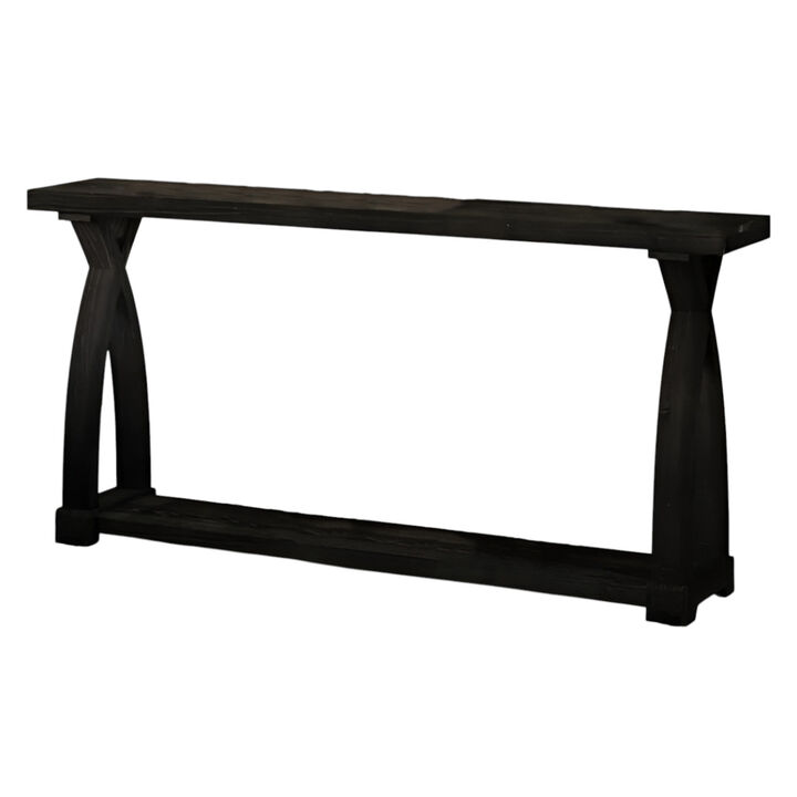 Narrow Solid Wood Sofa Console Table with 2-Tier Storage for Entryway