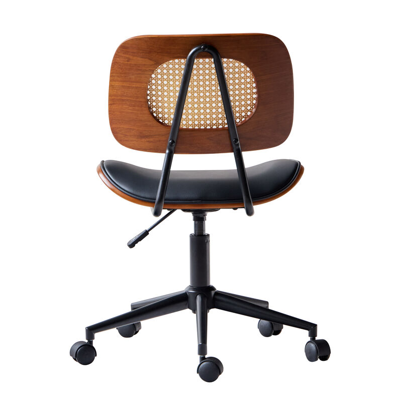 Design Adjustable Office Chair in Wood and Caning