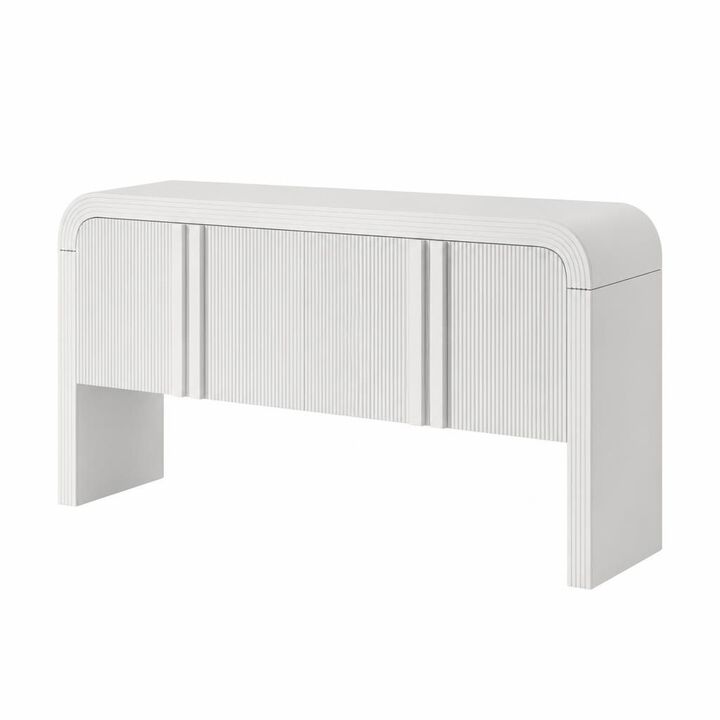 GOODSILO 62.2-Inch Curved Wave Pattern Console Table with 4 Doors and Adjustable Shelf, Narrow Entryway Sofa Table for Living Room, Foyer and Hallway
