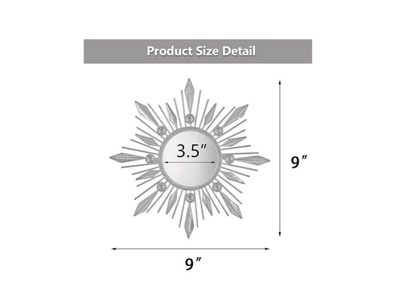 Set of 3 Silver Sunburst Wall Mirrors &ndash; Rhinestone Accent Decor for Home