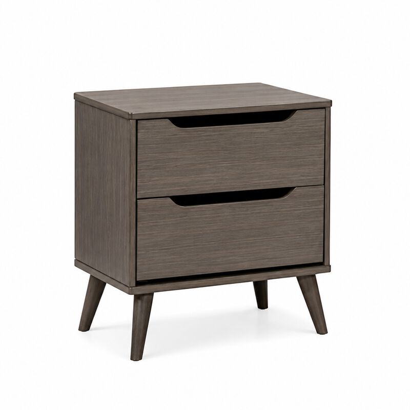 Leyla 5pc Queen Bedroom Set, 2 Nightstands, Oval Mirror, Gray Wood image number 4