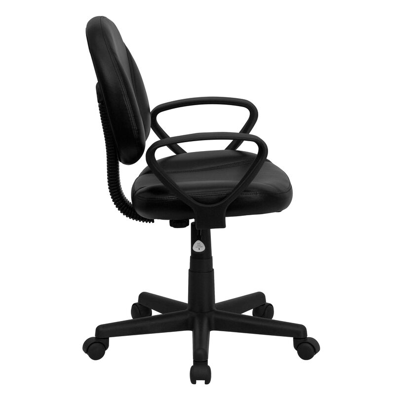 Ronald Mid-Back LeatherSoft Swivel Ergonomic Task Office Chair with Back Depth Adjustment and Arms