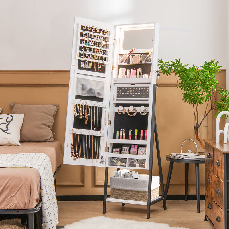 Freestanding Jewelry Cabinet with Full-Length Mirror