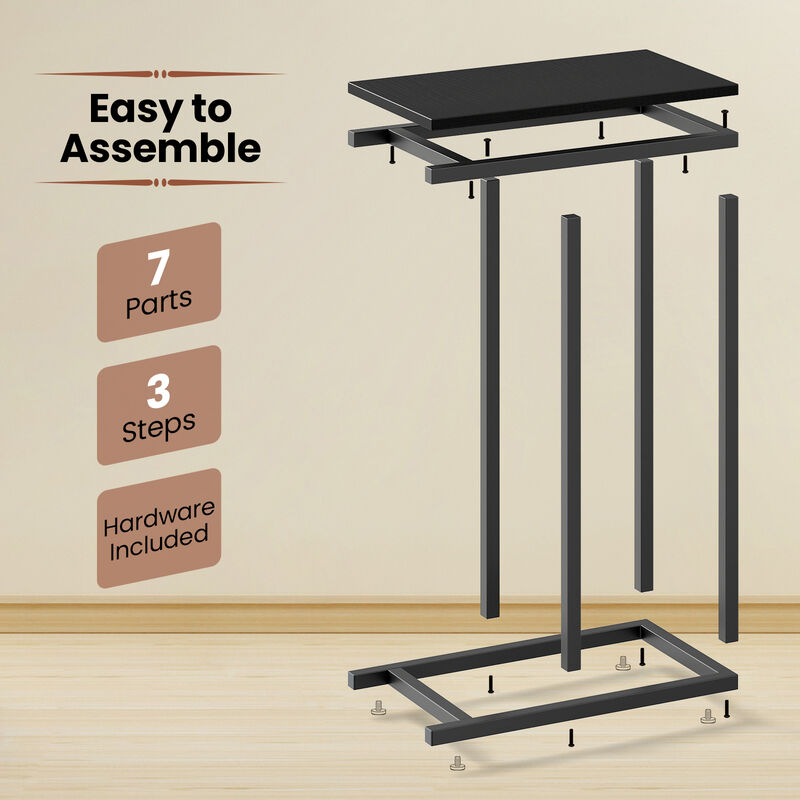 Modern C-Shaped Table with Robust Metal Frame for Living Room Use