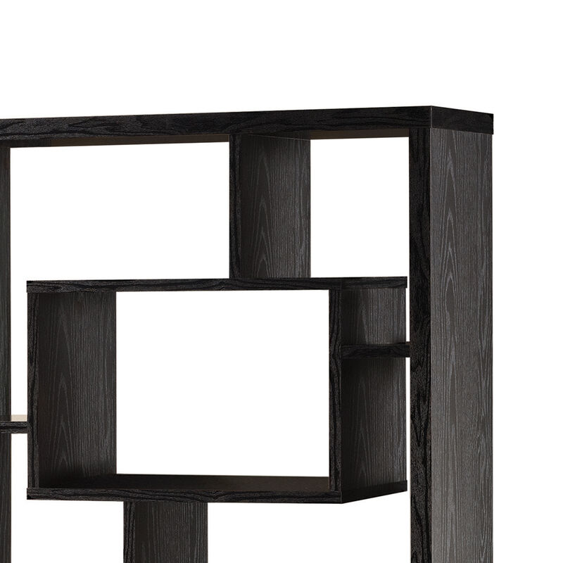 Asymmetrical Cube Black Book Case with Shelves