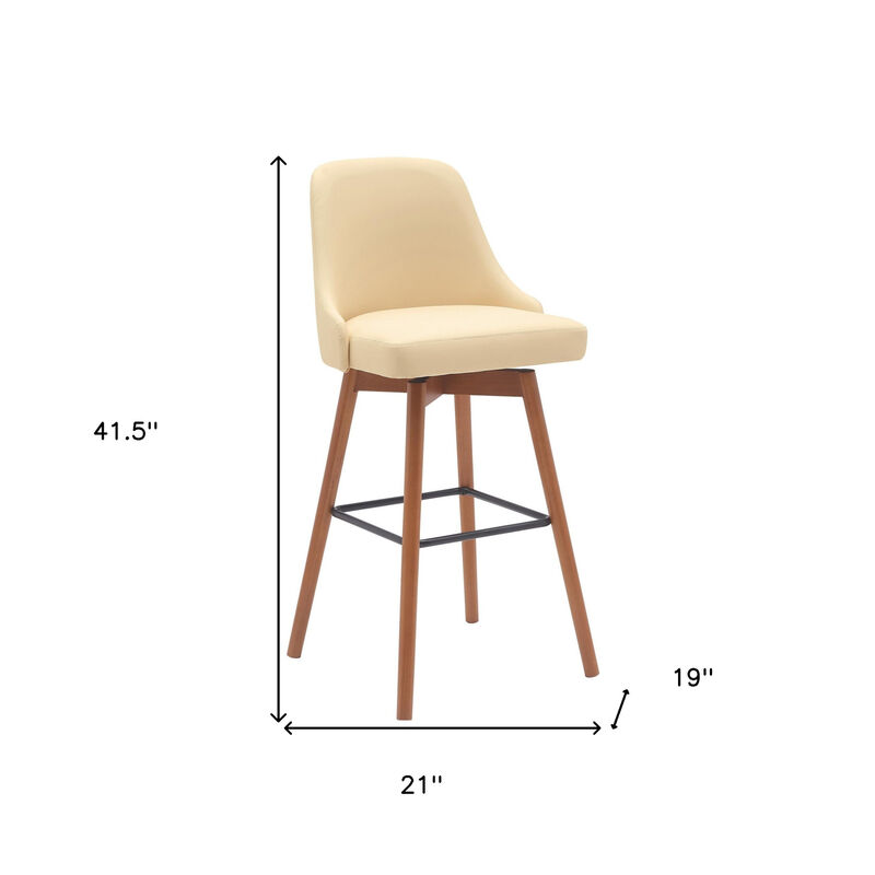 HomeRoots Solid Wood and Fabric Armless Swivel Bar Stool image number 6