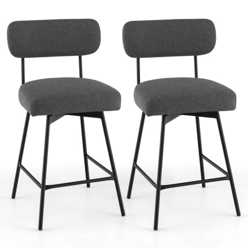 Hivvago 25 Inch 2-Piece Modern Upholstered Bar Stools with Back and Footrests