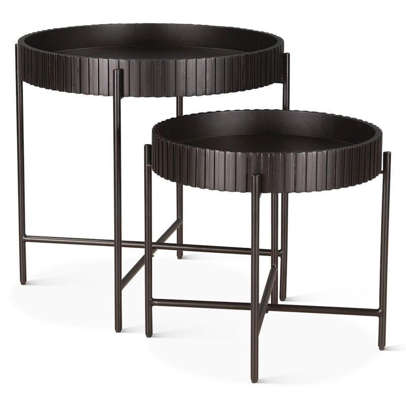 World Interiors Halden Nesting Tray Tables in Matte Black