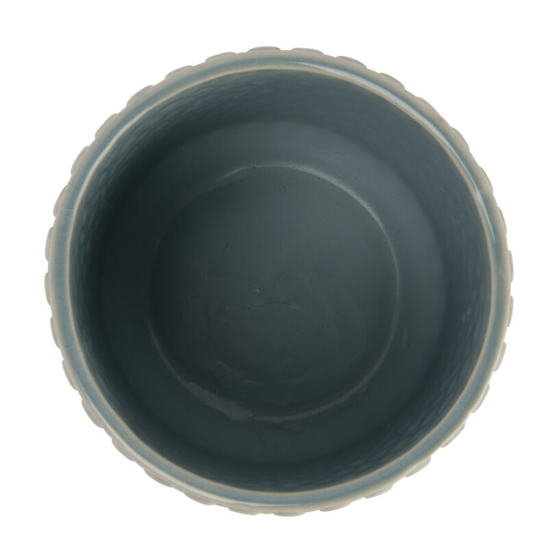 Round Stoneware Planter Pot with Polka Dots, Sky Blue image number 5