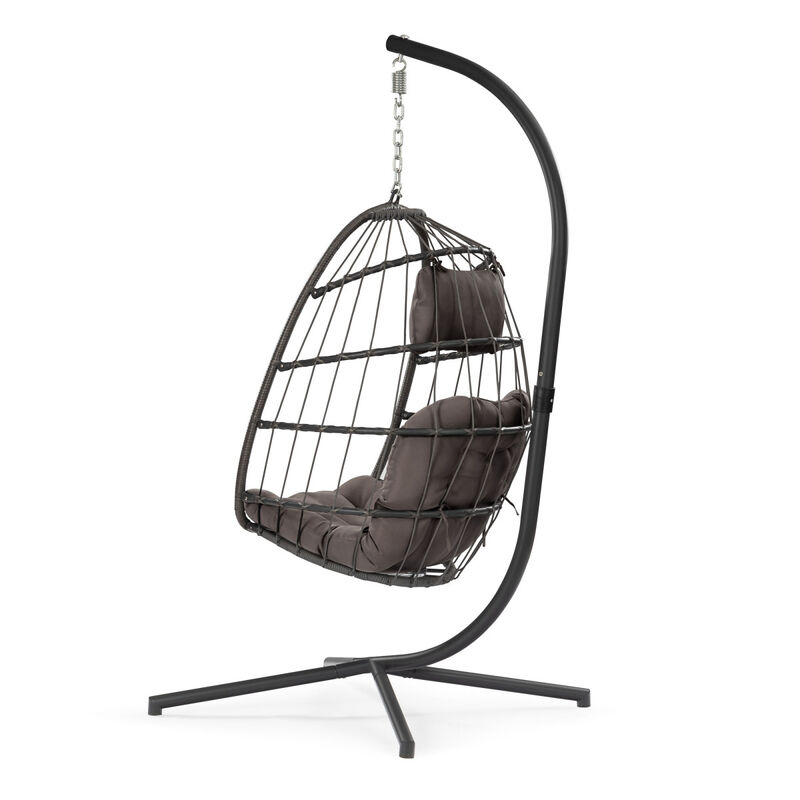 Streamdale Dark Cushion Wicker Egg Patio Swing Chair