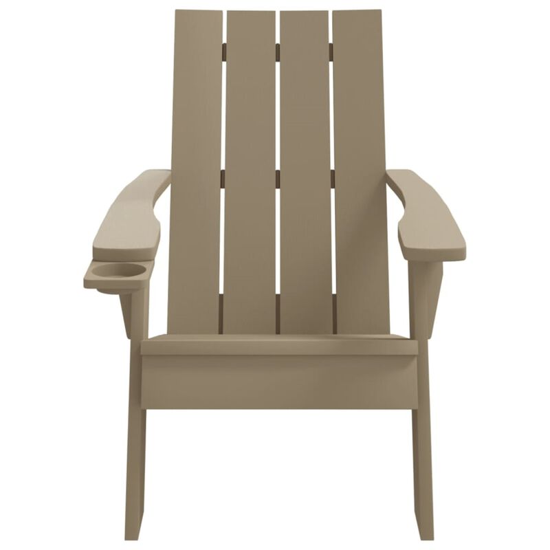 vidaXL Patio Adirondack Chair - Weather-Resistant Polypropylene Outdoor Seating with Cupholder - Comfortable Backyard Garden Furniture in Light Brown