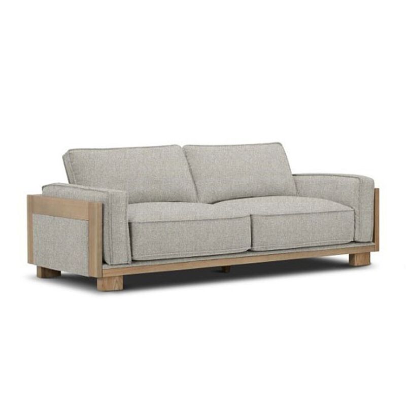 Denu Sofa, Light Brown Fabric Padded, Welt Trim Details, 93 Inch image number 0