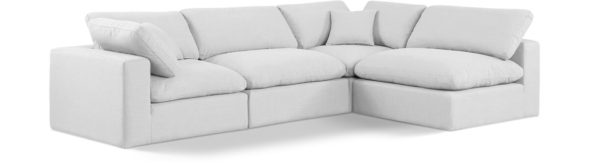 Meridian Furniture Comfy White Linen Textured Fabric Modular Sectional
