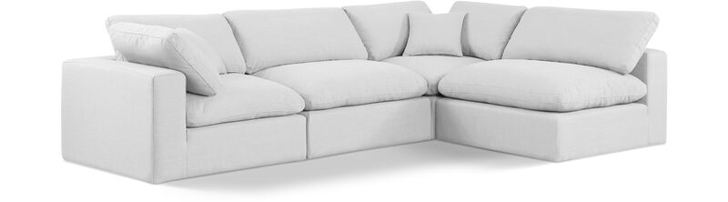 Meridian Furniture Comfy White Linen Textured Fabric Modular Sectional