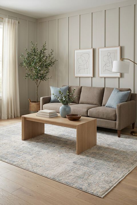 Pandora PAN02 Ivory/Mist 18" x 18" Sample Rug
