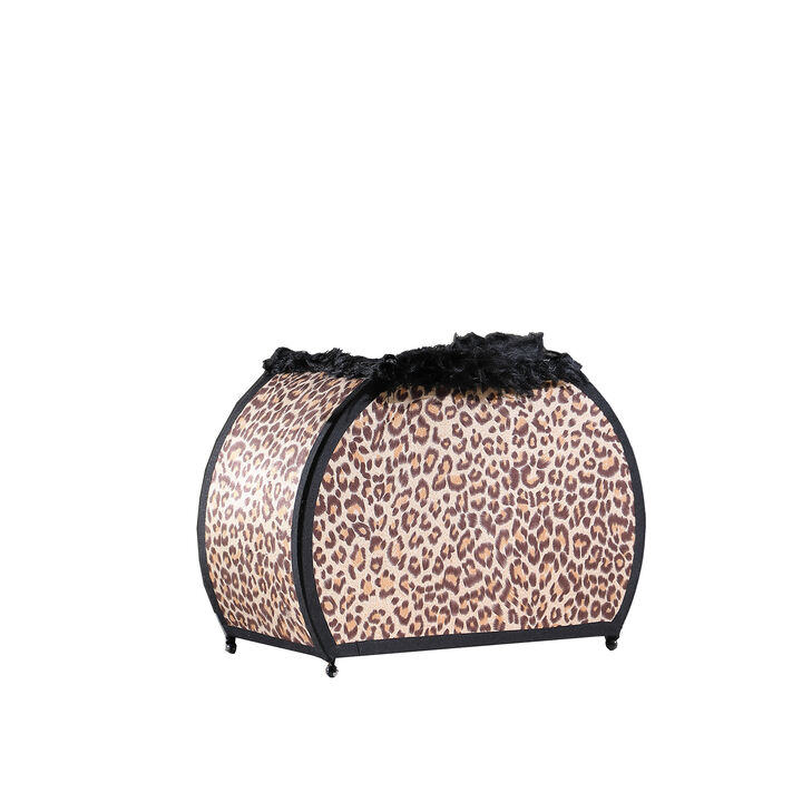 Wigi 12 Inch Accent Lamp, Purse, Cheetah Animal Print, Brown Black Faux Fur - Benzara