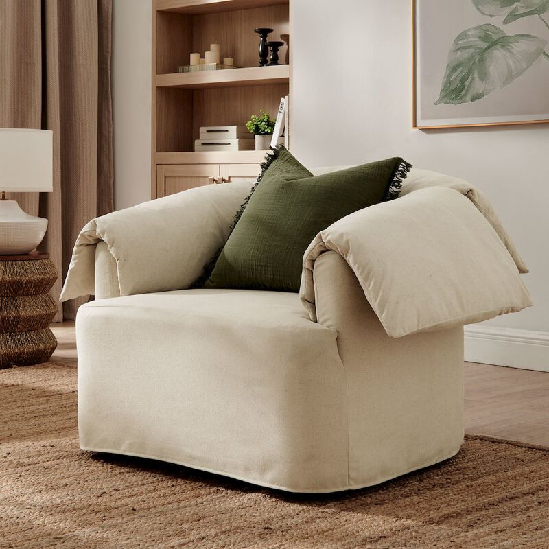 Lark Slipcovered Fabric Oversized Armchair image number 7