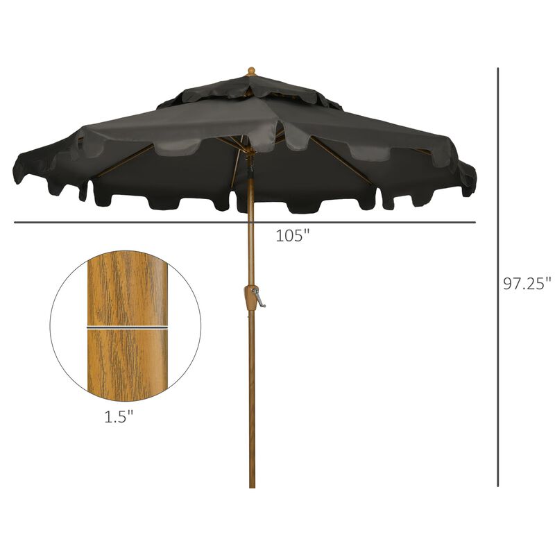 Patio Sun Shield: 9' Umbrella with Double Top Ruffles & Push Button Tilt