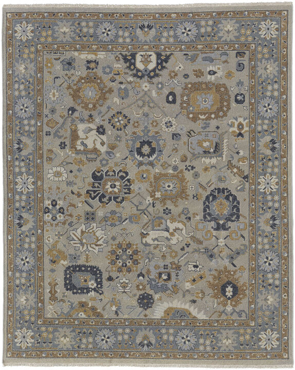 HomeRoots Wool Oriental Hand Knotted Area Rug With Fringe