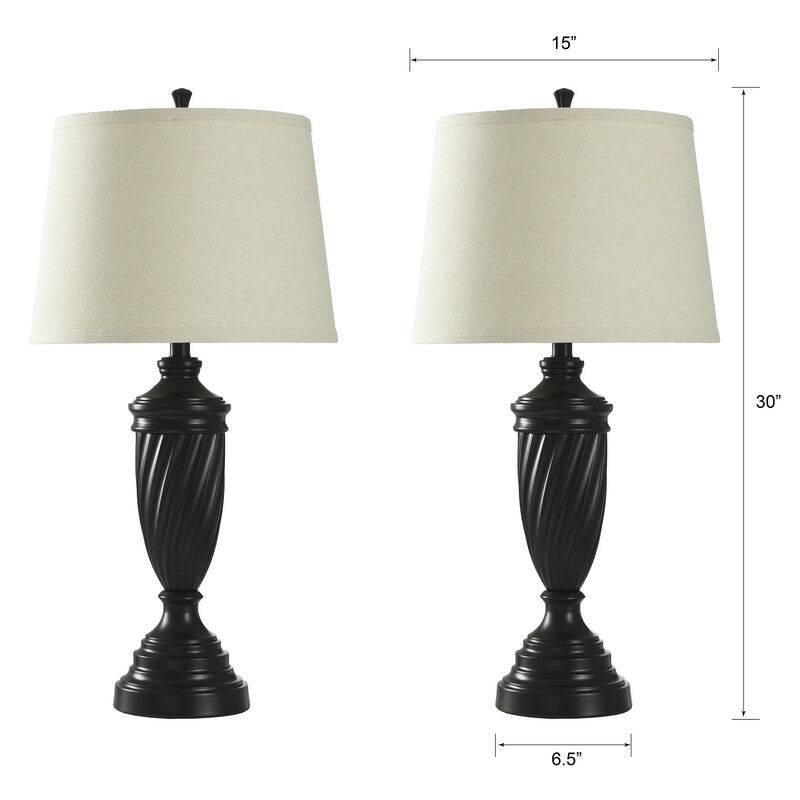 Twist Black Table Lamp Set