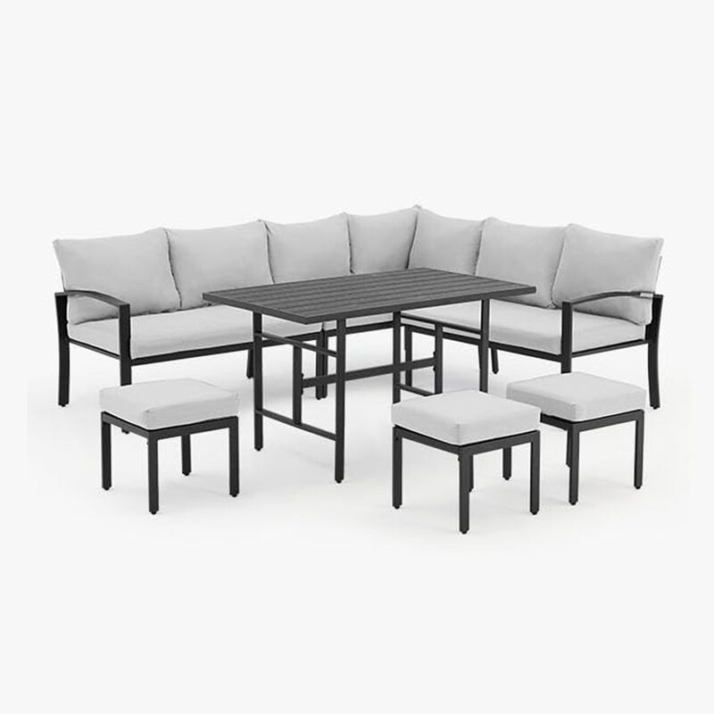 Mondawe 7 Pieces Modern Outdoor Conversation Set Patio Furniture with Waterproof, Outdoor Dining Sofa Set with Cushions for Balcony, Porch, Lawn