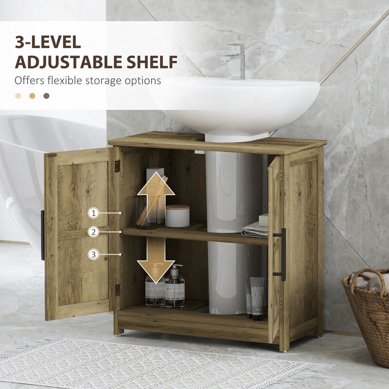 Hivvago Bathroom Sink Cabinet with 2 Barn Doors and Adjustable Shelf image number 5