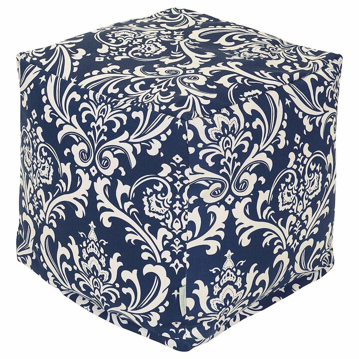 Majestic Home Goods Cube Pouf French Quarter Navy