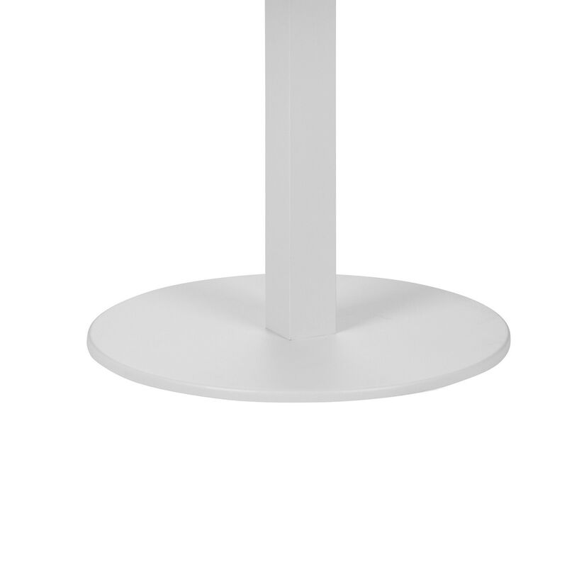 Keli 35 Inch Round Dining Table, White Aluminum Frame, Foldable Design image number 3