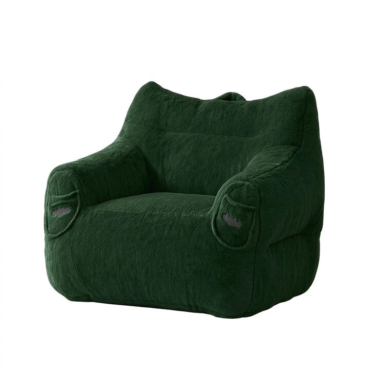 Vipbear Plush Bean Bag Chair for Adults with Armrests & Back Support for Living Room Bedroom