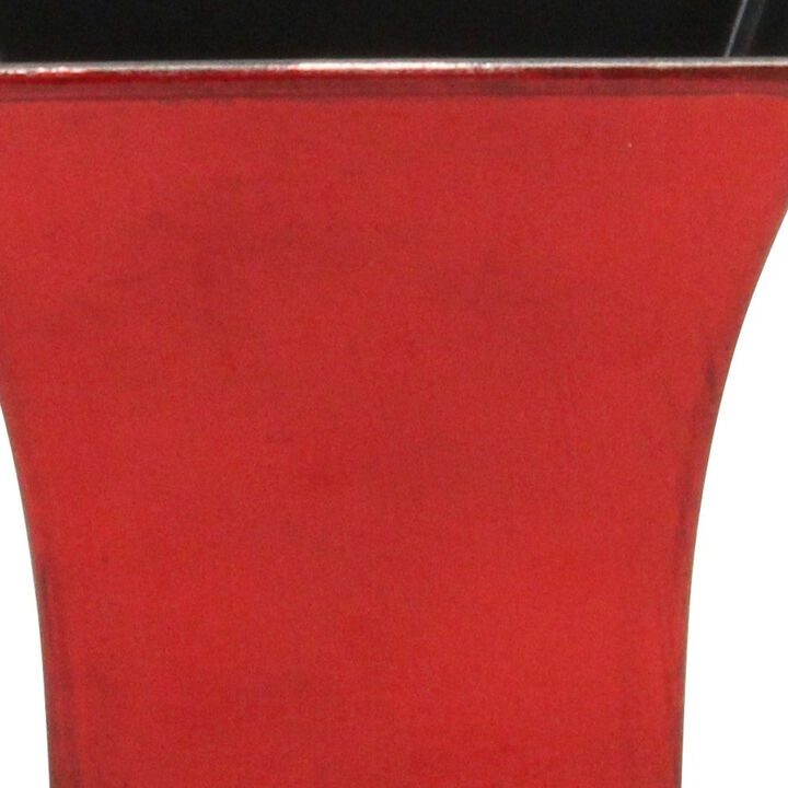 HomeRoots 5" Red Recycled Plastic Indoor Outdoor Square Pot Planter