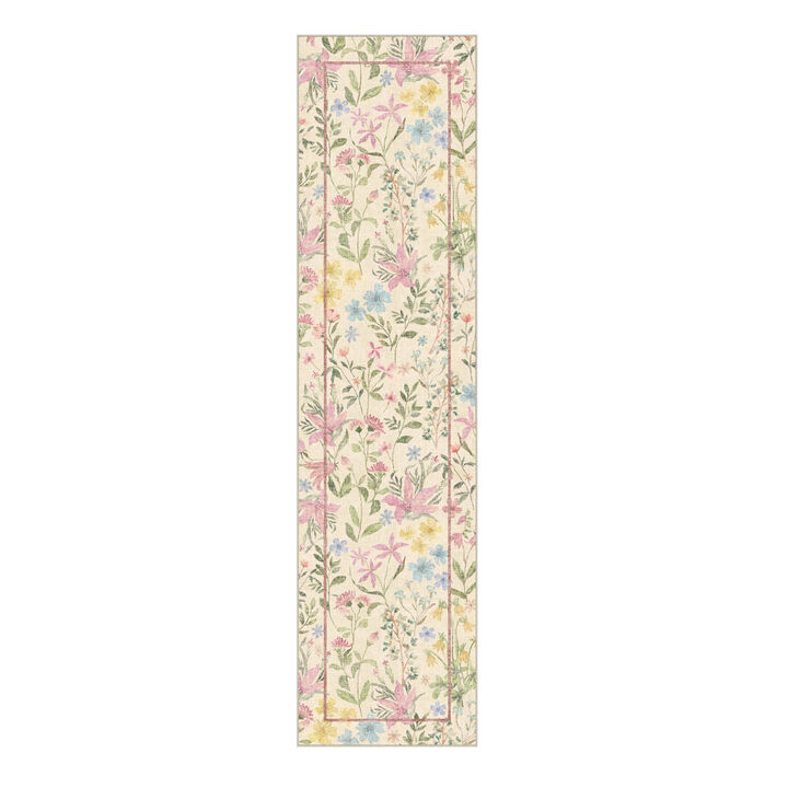 HomeRoots Floral Washable Area Rug