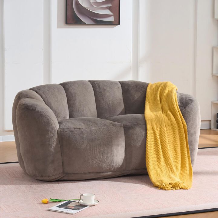 GOODSILO Two Seater Floor Lazy Sofa Ultra Soft Fluffy Loveseat Bean Bag Chair Comfortable Adult Seating for Living Room Bedroom Reading Lounging with Filler