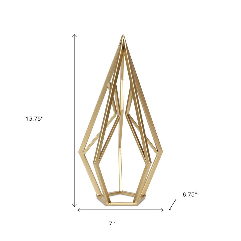 HomeRoots 14" Gold Metal Open Geometric Tabletop Sculpture image number 6