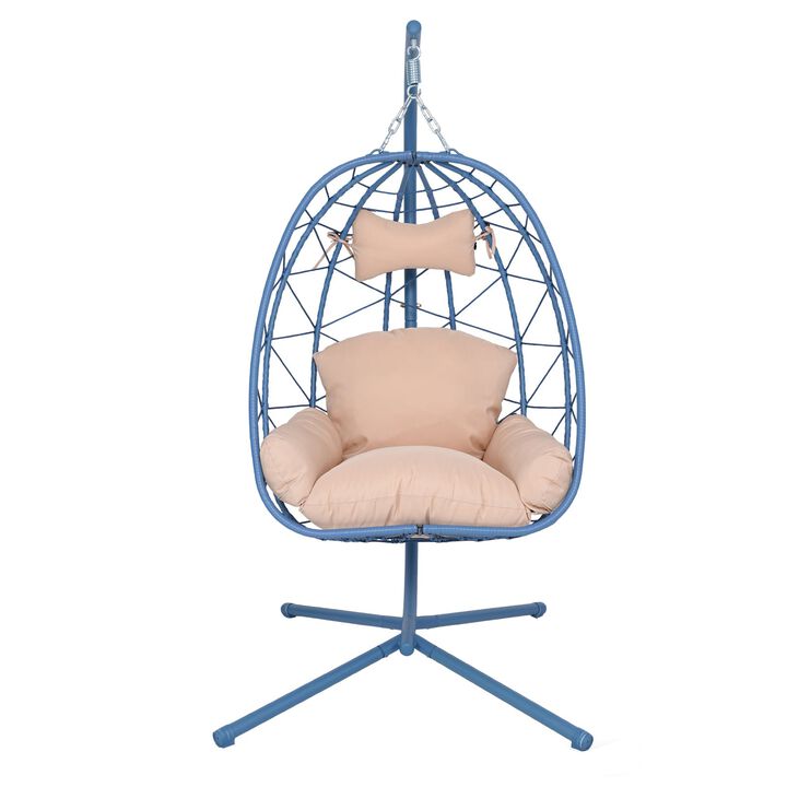 Hivvago Wicker Hanging Egg Chair with Stand