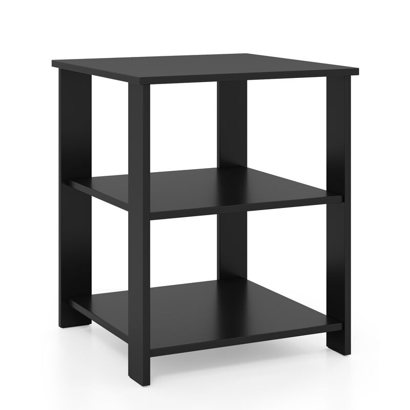 Modern 3-Tier Nightstand with Open Shelves and Square Side Table Design image number 0