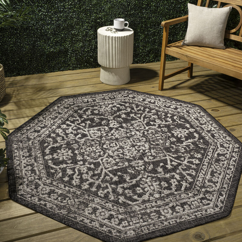 Malta Bohemian Medallion Textured Weave Octagon Indoor/Outdoor Area Rug