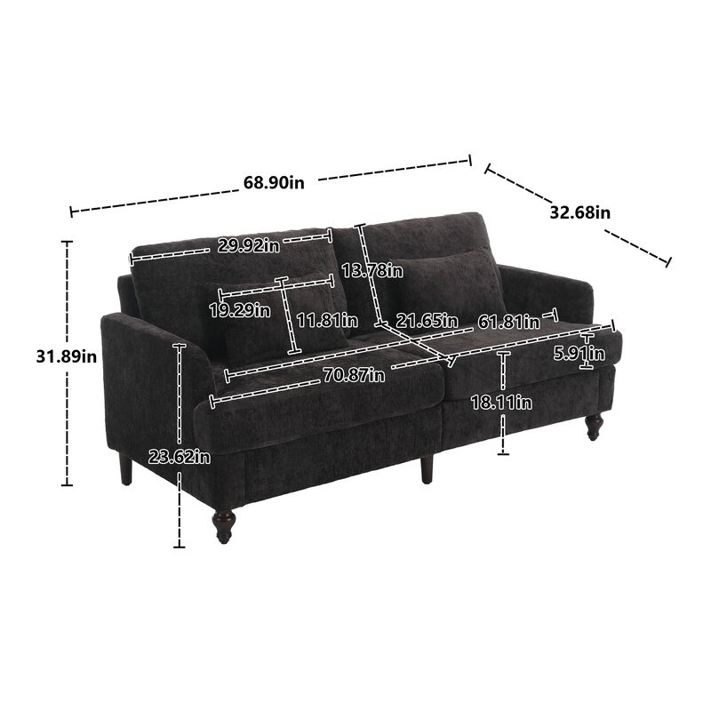 Mondawe Mid Century Chenille Fabric Loveseat Sofa, 2-Seat Upholstered Modern Couch