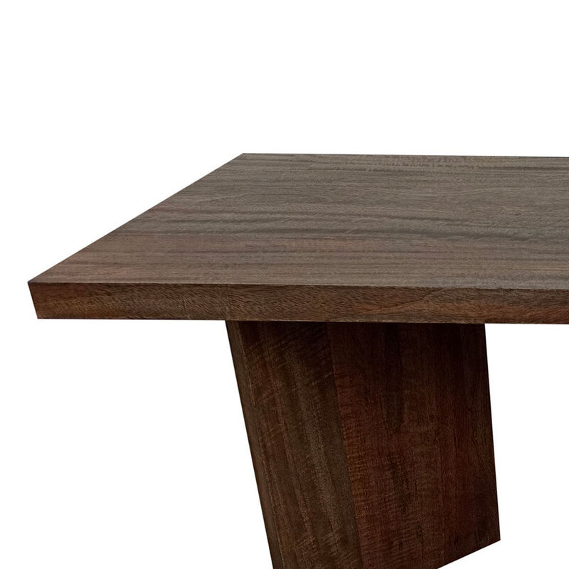 Anisa Coffee Table, 50 Inch Rectangular, Brown Solid Mango Wood Plank Style