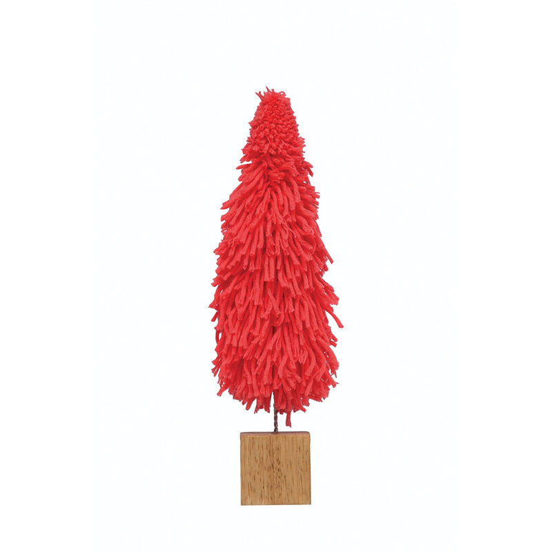 Fabric Yarn Tree with Wood Block Base, Hot Pink image number 0