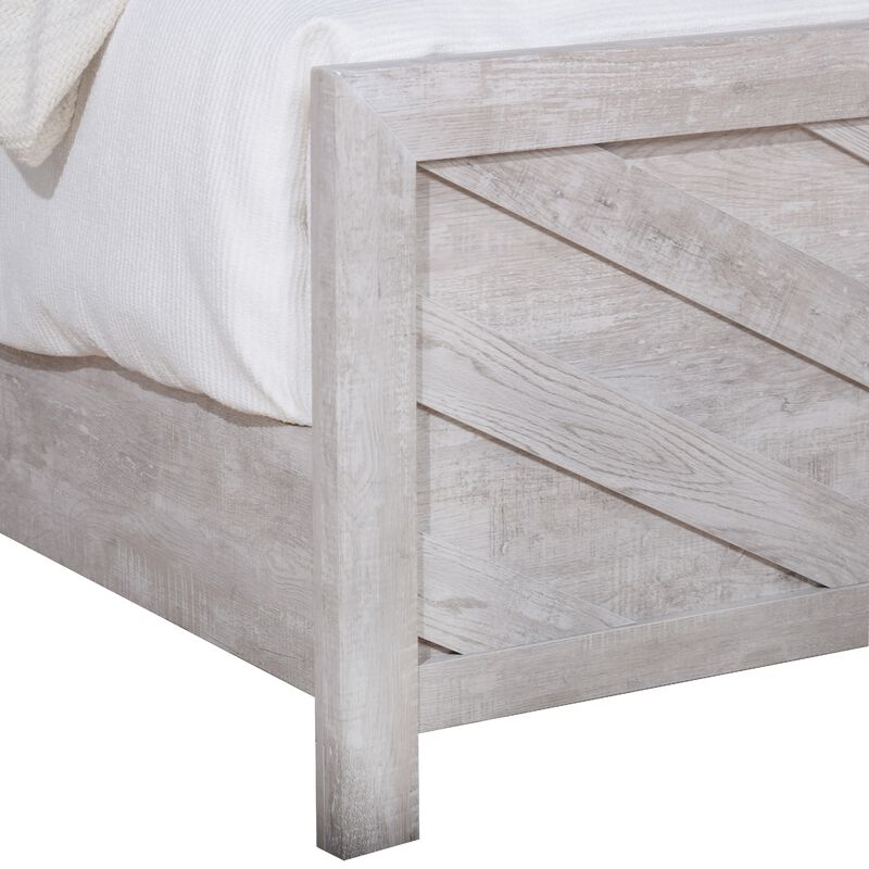 Bisca Bed with Chevron Patterned Design, Driftwood Finish image number 4